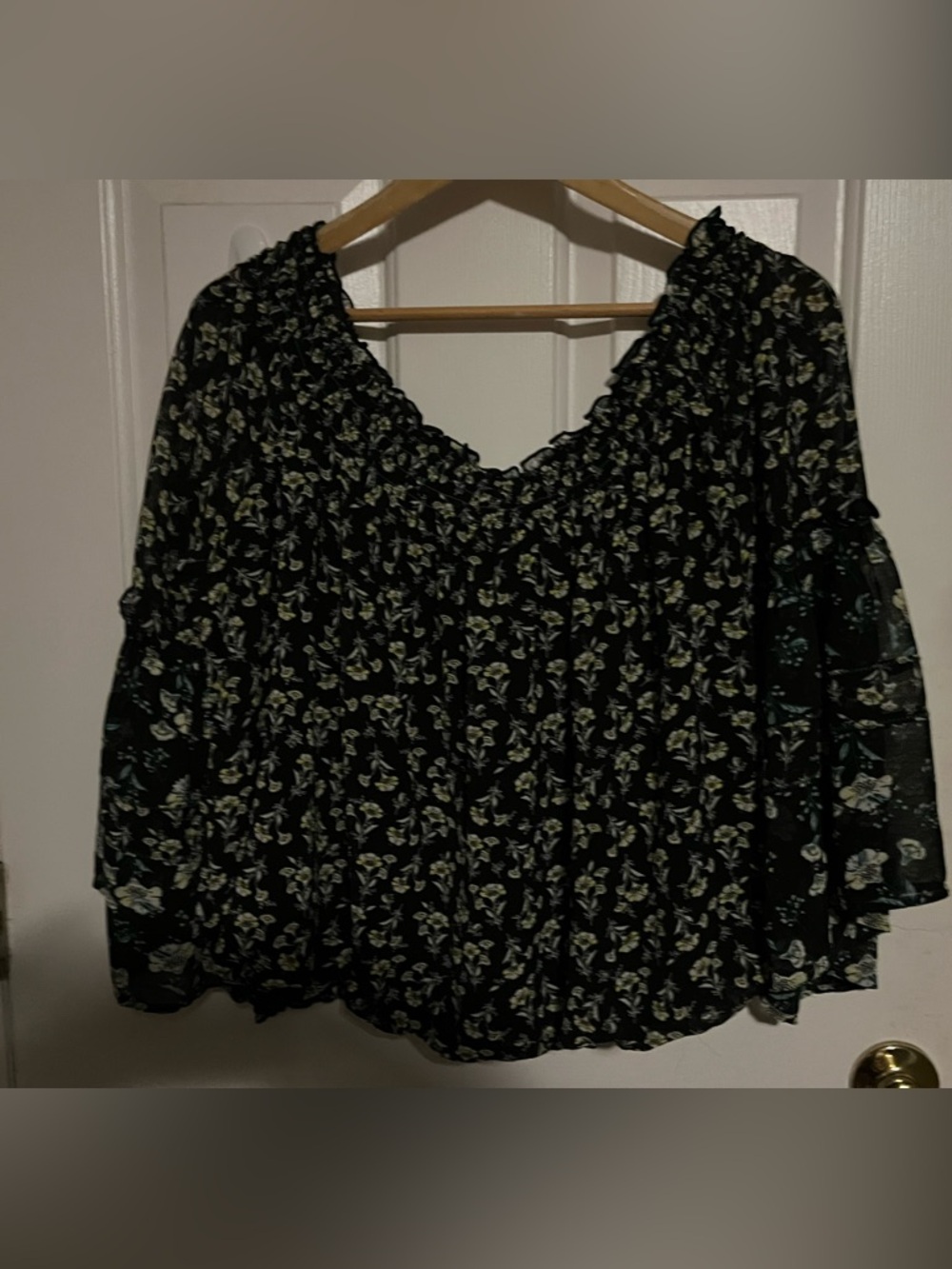 Free people floral top with tiered bell sleeves